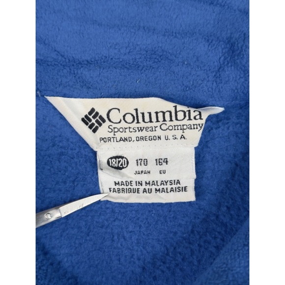 Columbia Blue Fleece Zip Jacket Youth 18/20 Vintage Outdoor Full Zip Warm - Picture 3 of 16